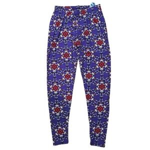 Agnes & Dora Purple Floral Print Leggings L Soft Stretch‎ Pull On Comfy NWT